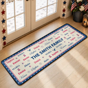 Sentimental,America 250th,Christmas,Family,Custom Text - Stars & Stripes Family Name Christmas - Personalized Runner Rug