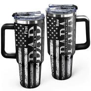Gift For Father,Gift For Grandpa - Stars & Stripes First Dad Now Grandpa - Personalized Engraved 40oz Tumbler
