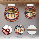 Independence Day,Fishing,Summer,Gift For Men,Gift For Yourself,Proud,Icon - Stars & Stripes Fish Caught This Year - Personalized Hanging Tracker Sign
