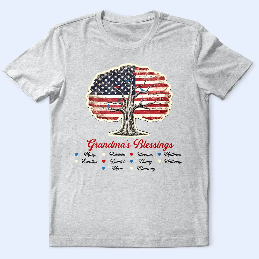 Stars & Stripes Grandma's Blessing - Personalized T Shirt