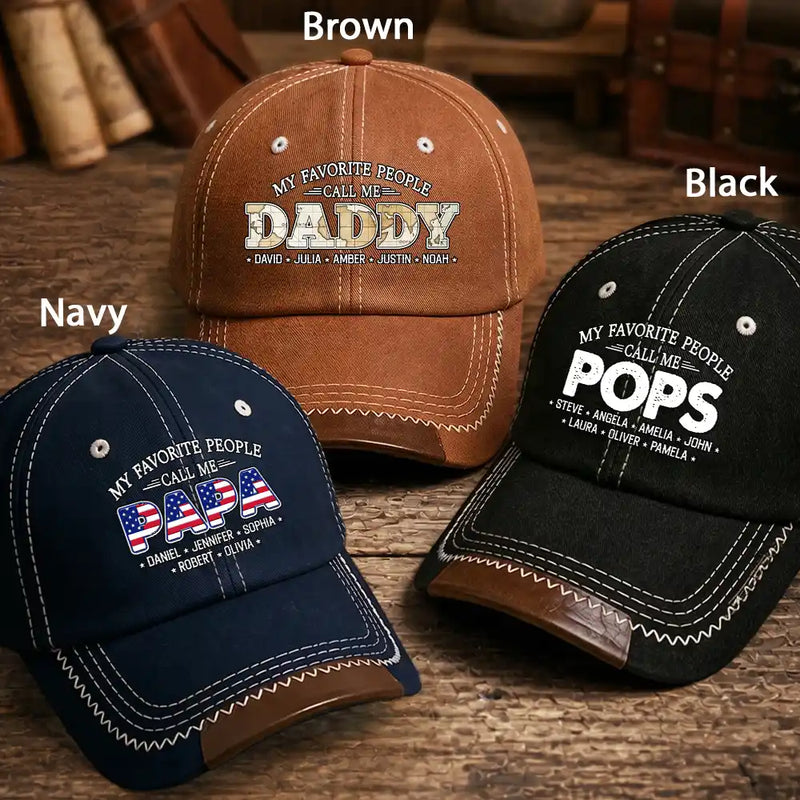 Independence Day,Gift For Grandpa,Humorous,Icon,Special Font - Stars & Stripes My Favorite People Call Me Papa Dad - Personalized Vintage Baseball Cap