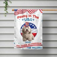 Dog Lovers,Dog Mom,Dog Dad,Funny,Independence Day - Stars & Stripes Pawty In The USA - Personalized Flag