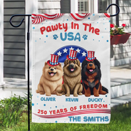 Dog Lovers,Dog Mom,Dog Dad,Funny,Independence Day - Stars & Stripes Pawty In The USA - Personalized Flag