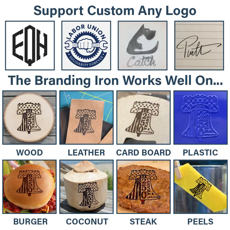 Family, Happy - Stars & Stripes USA 250 Years of Freedom - Personalized Grilling Branding Stamp