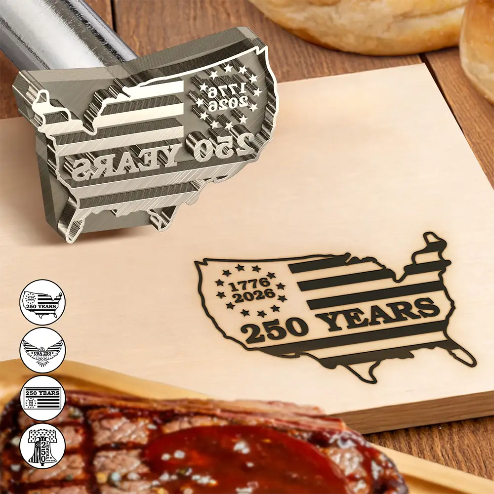 Stars & Stripes USA 250 Years of Freedom - Personalized Grilling Branding Stamp