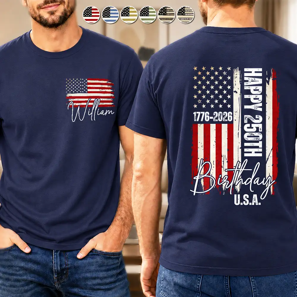 Independence Day,Gift For Yourself,Proud,Custom Text - Stars & Stripes USA Birthday Party - Personalized T Shirt