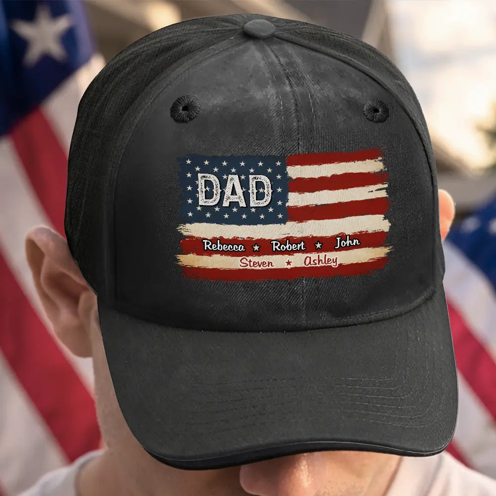 Gift For Father,Gift For Grandpa,Independence Day,America 250th,Happy,Gift For Men - Stars & Stripes US Flag American Dad Grandpa - Personalized Vintage Washed Denim Cap