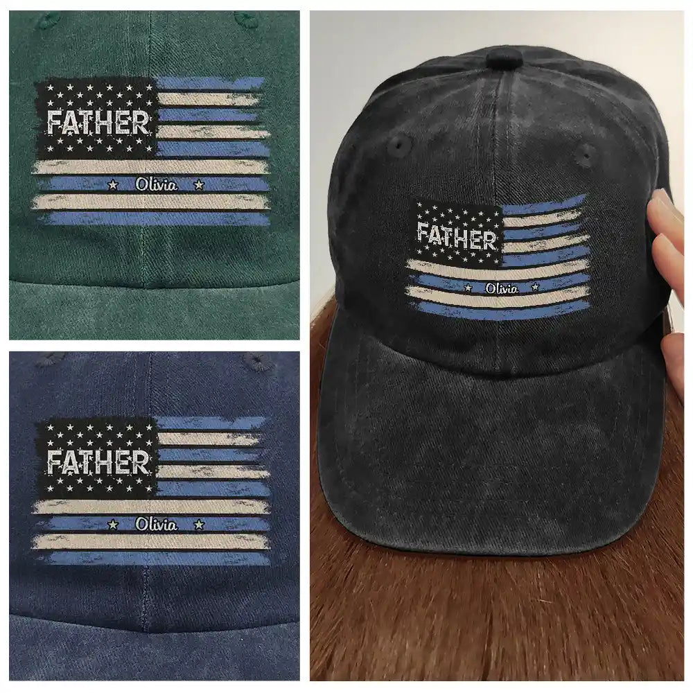 Gift For Father,Gift For Grandpa,Independence Day,America 250th,Happy,Gift For Men - Stars & Stripes US Flag American Dad Grandpa - Personalized Vintage Washed Denim Cap