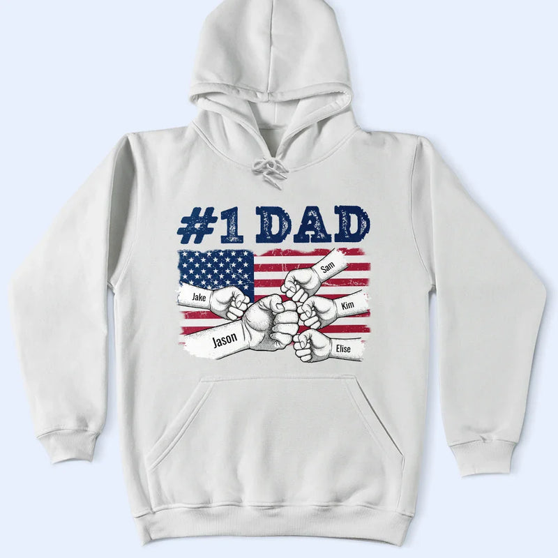 Gift For Father, Happy, Gift For Grandpa - Stars & Stripes #1 Dad - Personalized T Shirt