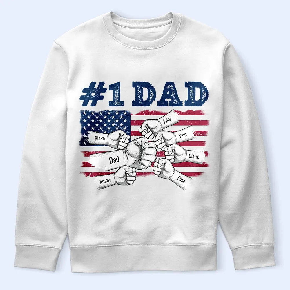 Gift For Father, Happy, Gift For Grandpa - Stars & Stripes #1 Dad - Personalized T Shirt