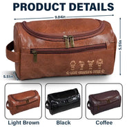 Gift For Husband, Gift For Yourself, Gift For Men, Gift For Grandpa, Gift For Father, Summer, Happy - Stick Figure Best Dad Ever - Personalized Leather Toiletry Bag