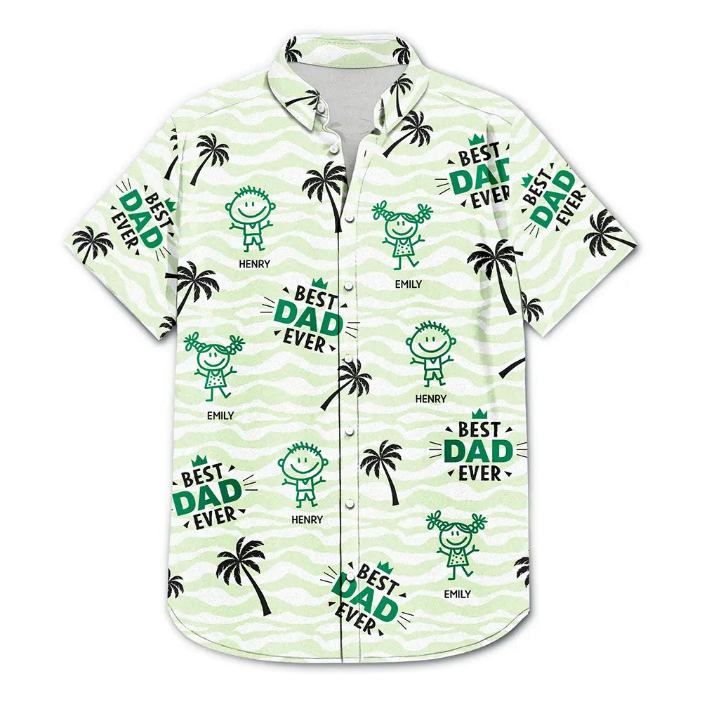Gift For Husband,Gift For Yourself,Gift For Men,Gift For Grandpa,Grandpa - Grandkids,Gift For Father,Dad - Children,Summer,Happy - Stick Figures Best Dad Grandpa Ever - Personalized Hawaiian Shirt