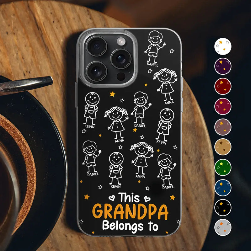 Gift For Father,Gift For Mother,Gift For Grandma,Gift For Grandpa,Happy - Stick Figures This Grandpa Grandma Belongs To Kids Pet - Personalized Clear Phone Case