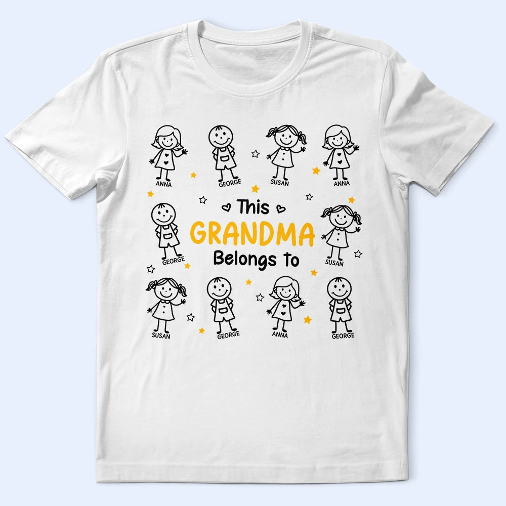 Stick Figures This Grandpa Grandma Belongs To Kids Pet - Personalized T Shirt