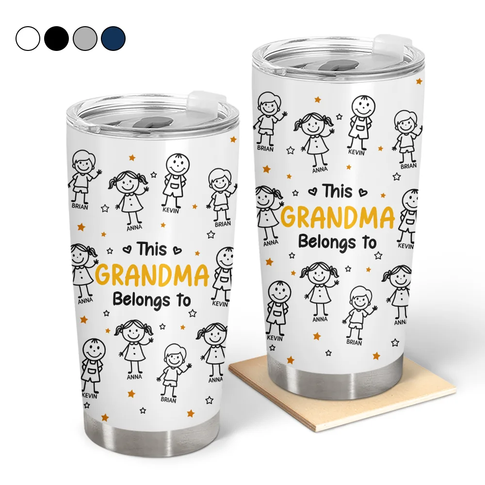 Stick Figures This Grandpa Grandma Belongs To Kids Pet - Personalized Tumbler