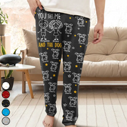 Gift For Couples,Gift For Husband,Gift For Wife,Gift For Boyfriend,Gift For Girlfriend,LGBT,Gift For Women,Gift For Men,Dog Lovers,Pet Lovers,Cat Lovers,Dog Couple,Cat Couple,Pet Couple,Love,Stick Figure - Stick Figures You Me And The Dog Cat - Personalized Pajama Pants