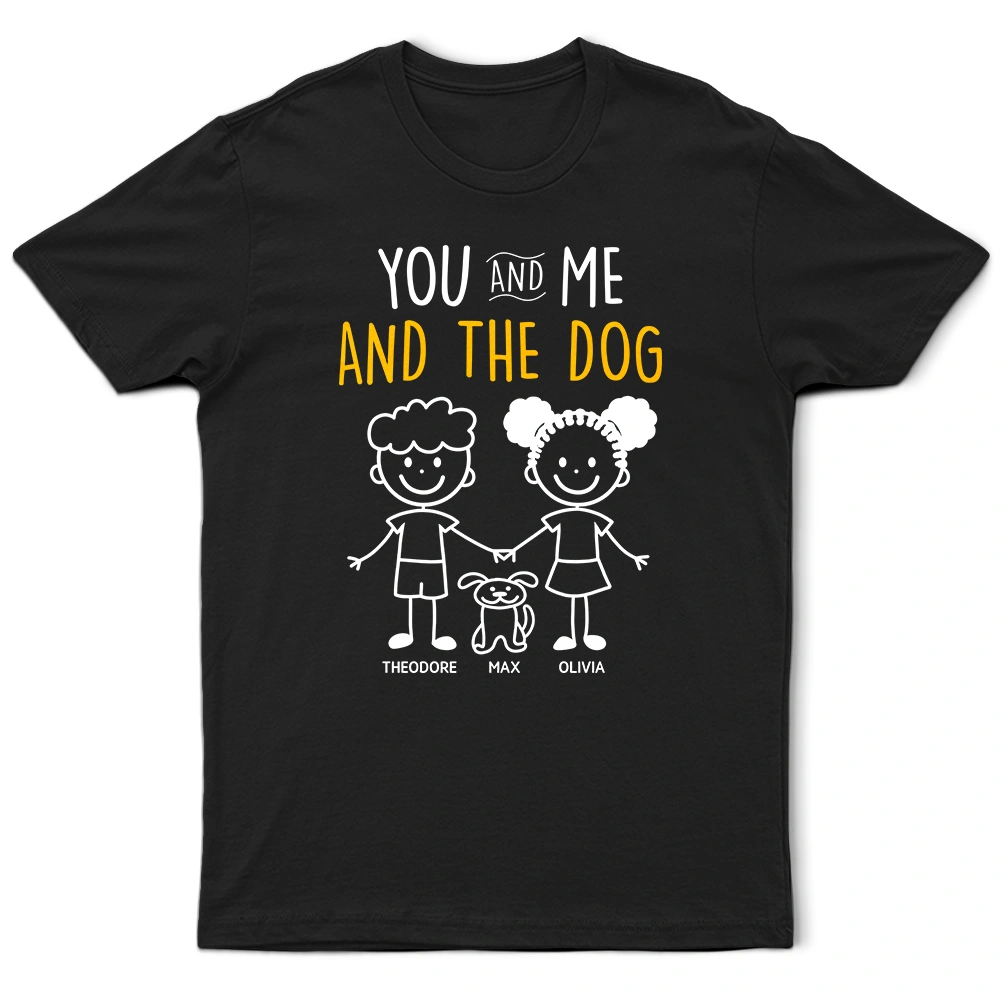 Stick Figures You Me And The Dog Cat - Personalized T Shirt