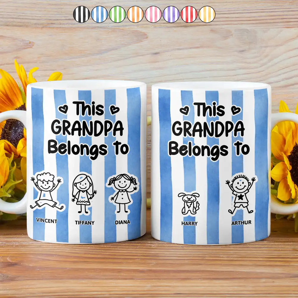 Striped This Belongs To - Personalized White Edge-to-Edge Mug