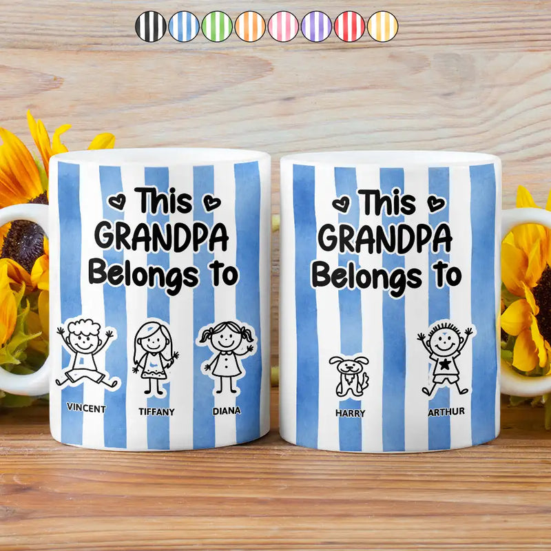 Gift For Women,Gift For Men,Gift For Grandpa,Gift For Grandma,Funny - Striped This Belongs To - Personalized White Edge-to-Edge Mug