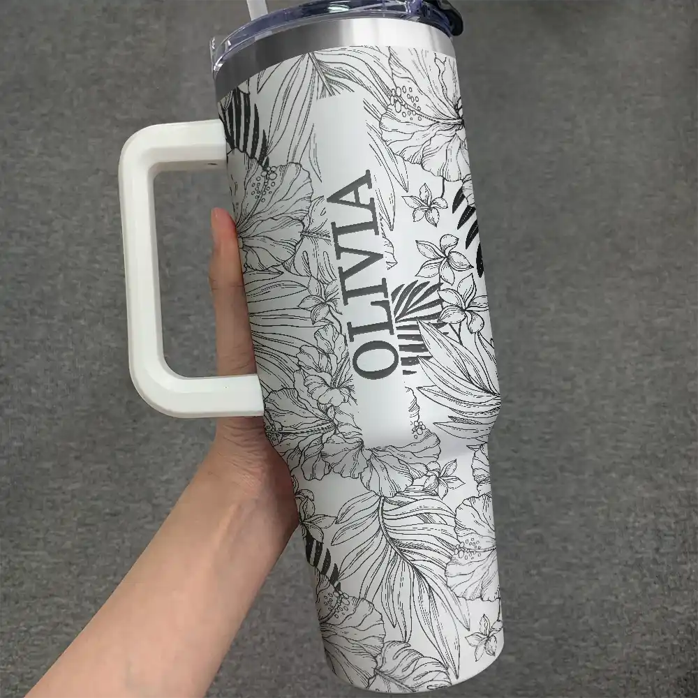 Summer, Gift For Yourself, Happy - Summer Aloha Floral Vibe - Personalized Engraved 40oz Tumbler