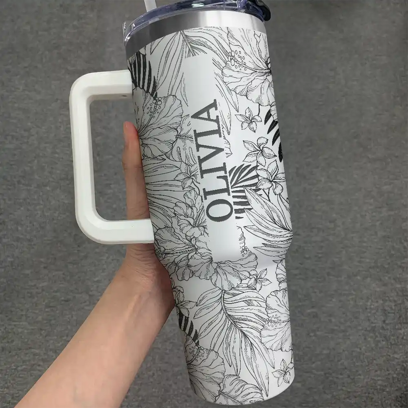 Summer, Gift For Yourself, Happy - Summer Aloha Floral Vibe - Personalized Engraved 40oz Tumbler