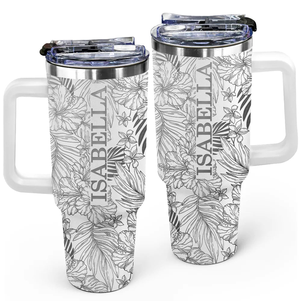 Summer, Gift For Yourself, Happy - Summer Aloha Floral Vibe - Personalized Engraved 40oz Tumbler