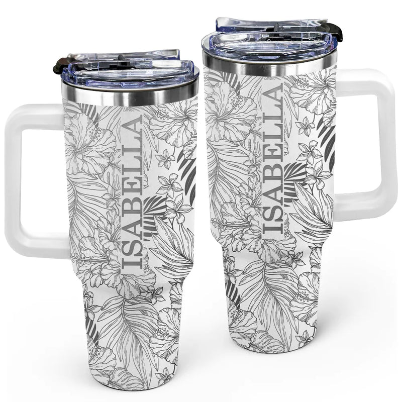 Summer, Gift For Yourself, Happy - Summer Aloha Floral Vibe - Personalized Engraved 40oz Tumbler