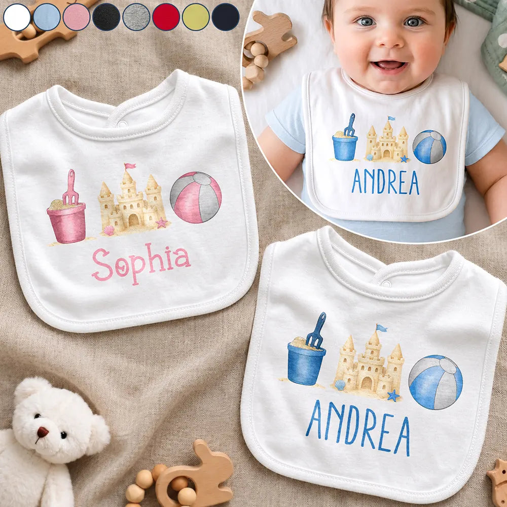 Summer Beach Toys Trio - Personalized Baby Bib