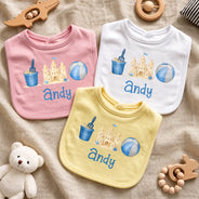 Adorable, New Baby, New Mom, Gift For Mother, Summer, Icon - Summer Beach Toys Trio - Personalized Baby Bib