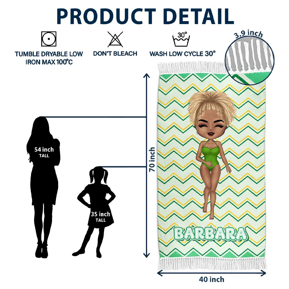 Gift For Women, Gift For Yourself, Summer, Travel, Happy, Beach - Summer Beach Travel Girl - Personalized Turkish Beach Towel