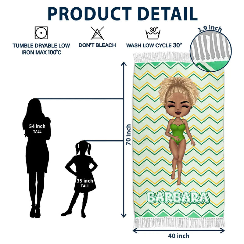 Gift For Women, Gift For Yourself, Summer, Travel, Happy, Beach - Summer Beach Travel Girl - Personalized Turkish Beach Towel