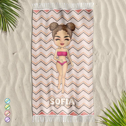 Serviette de plage turque personnalisée pour fille voyageuse à la plage d'été