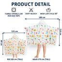 Gift For Kids, Beach, Happy - Summer Beach Vacation Holiday Vibe Cute Icon Custom Name - Personalized Hooded Beach Towel