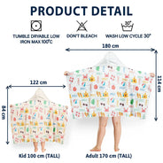 Gift For Kids, Beach, Happy - Summer Beach Vacation Holiday Vibe Cute Icon Custom Name - Personalized Hooded Beach Towel