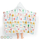 Gift For Kids, Beach, Happy - Summer Beach Vacation Holiday Vibe Cute Icon Custom Name - Personalized Hooded Beach Towel