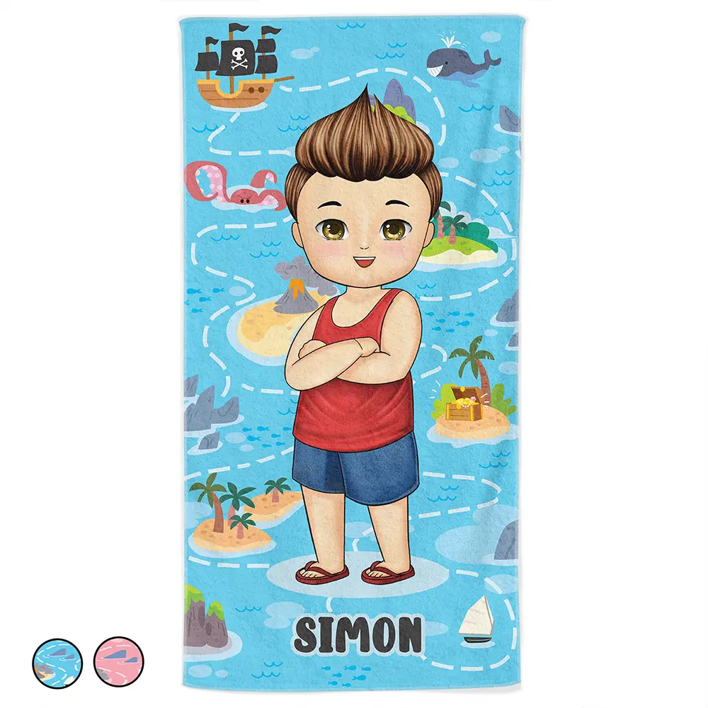 Summer Beach Vacation Holiday Vibe Maze Labyrinth - Personalized Beach Towel