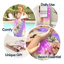 Gift For Women, Gift For Bestie, Happy - Summer Birth Flower Gradient Aura Colorful Angel Glow - Personalized Beach Towel