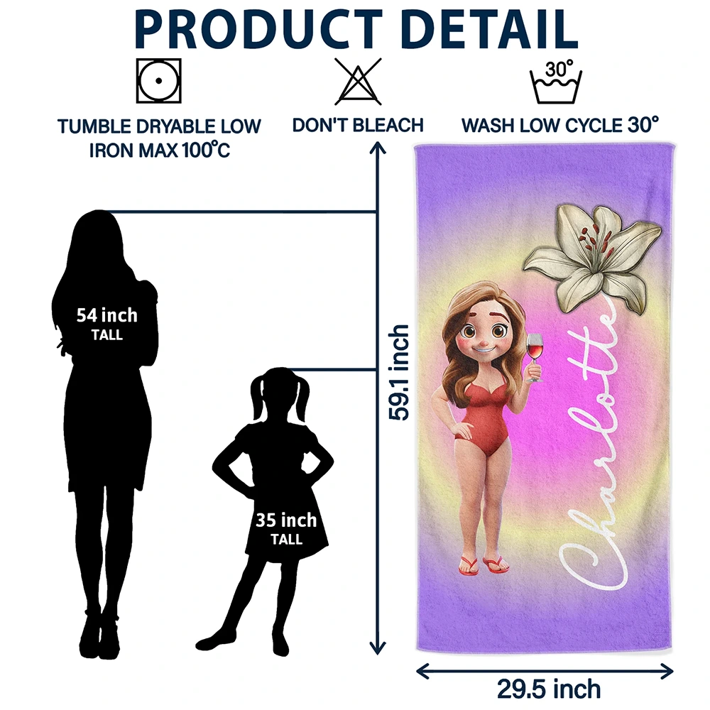 Gift For Women, Gift For Bestie, Happy - Summer Birth Flower Gradient Aura Colorful Angel Glow - Personalized Beach Towel