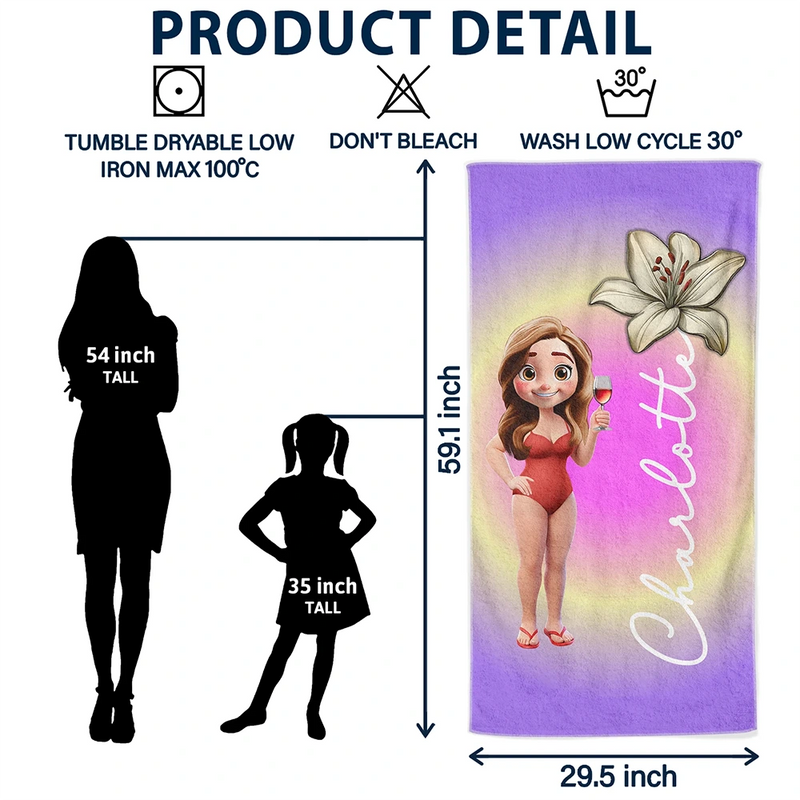 Gift For Women, Gift For Bestie, Happy - Summer Birth Flower Gradient Aura Colorful Angel Glow - Personalized Beach Towel