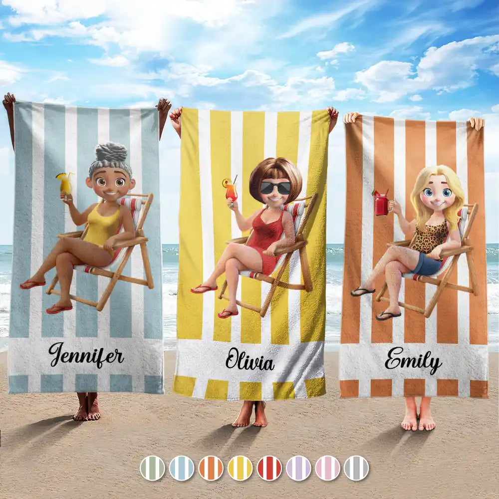 Summer Is Calling Vacation 3D Cartoon - Personalized Beach Towel