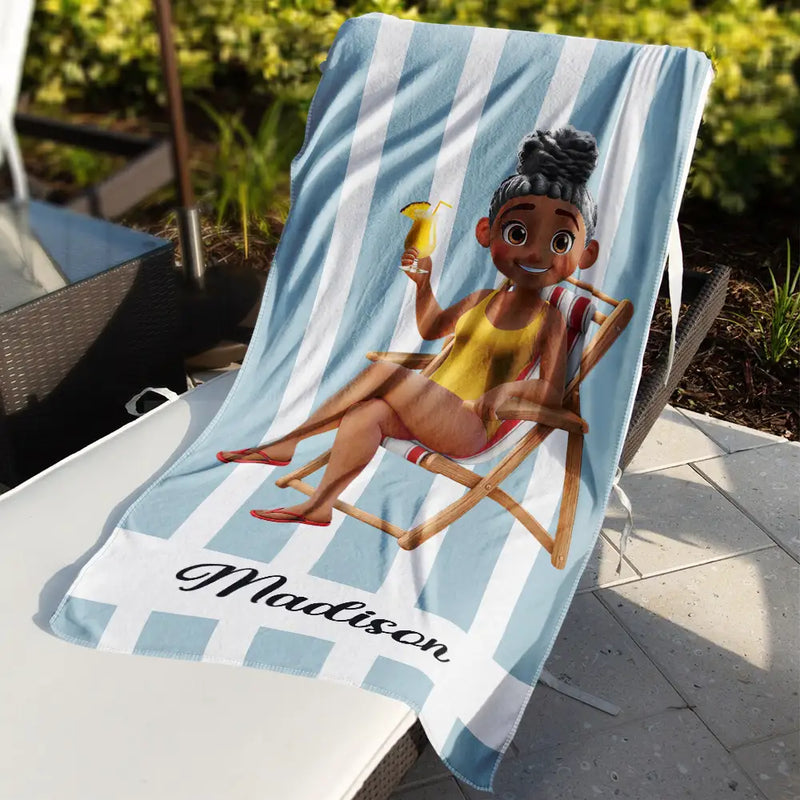 Happy, Summer, Beach, wimming, Poolside, Gift For Yourself, Gift For Women, Gift For Men, Gift For Bestie - Summer Is Calling Vacation 3D Cartoon - Personalized Beach Towel