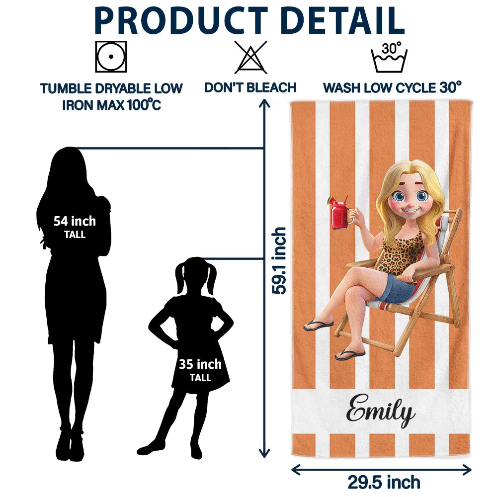 Happy, Summer, Beach, wimming, Poolside, Gift For Yourself, Gift For Women, Gift For Men, Gift For Bestie - Summer Is Calling Vacation 3D Cartoon - Personalized Beach Towel