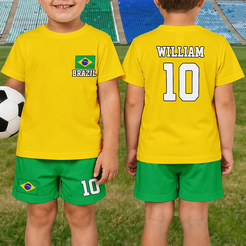 Summer Soccer Games Supportive Country Flags - Personalized Kids Clothing Set