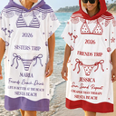 Gift For Bestie, Playful, Beach, Summer, Icon - Summer Time Girls Besties Friends Trip - Personalized Hooded Poncho Towel