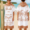 Gift For Bestie, Playful, Beach, Summer, Icon - Summer Time Girls Besties Friends Trip - Personalized Hooded Poncho Towel