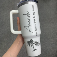 Gift For Yourself,Beach,Summer - Sun Sand And Drink In My Hand - Personalized Engraved 40oz Tumbler