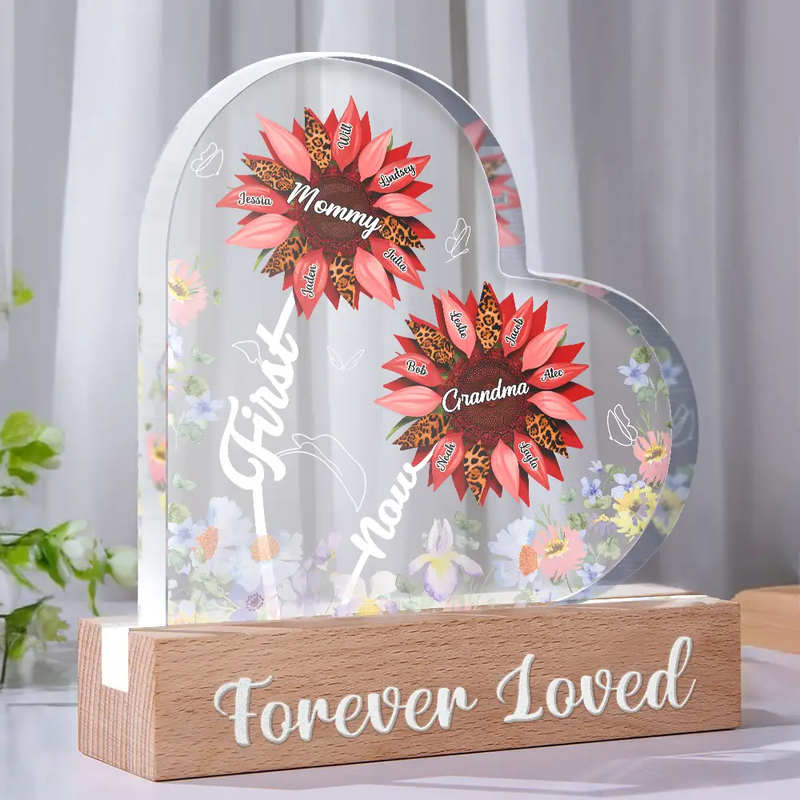 Gift For Mother, Gift For Grandma, Love - Sunflower First Mom Now Grandma - Personalized Custom Shaped LED Light