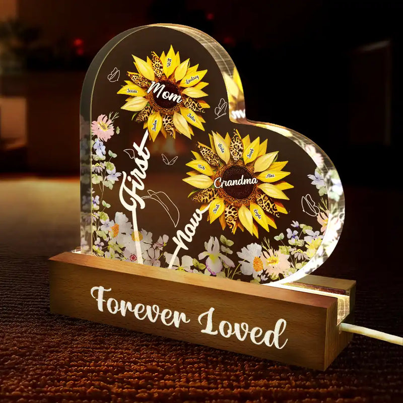 Gift For Mother, Gift For Grandma, Love - Sunflower First Mom Now Grandma - Personalized Custom Shaped LED Light
