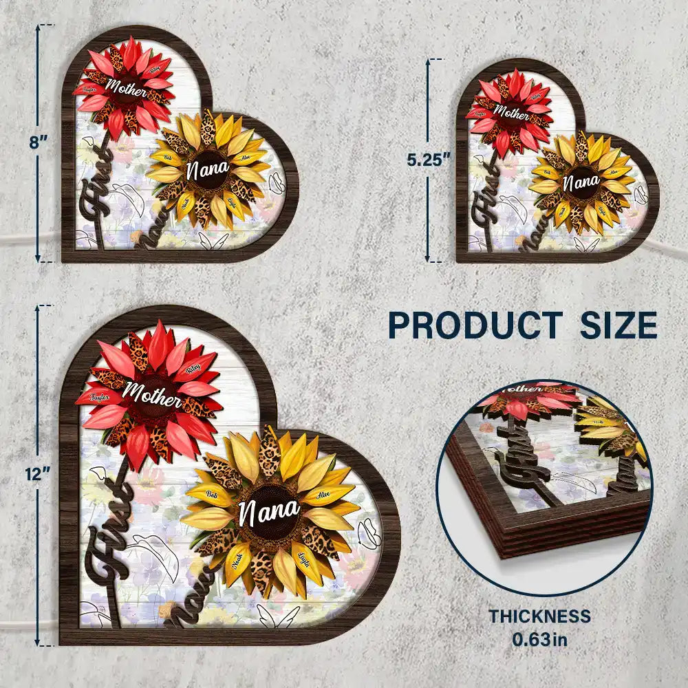 Gift For Mother,Gift For Grandma,Love - Sunflower First Mom Now Grandma - Personalized LED Light Wooden Plaque