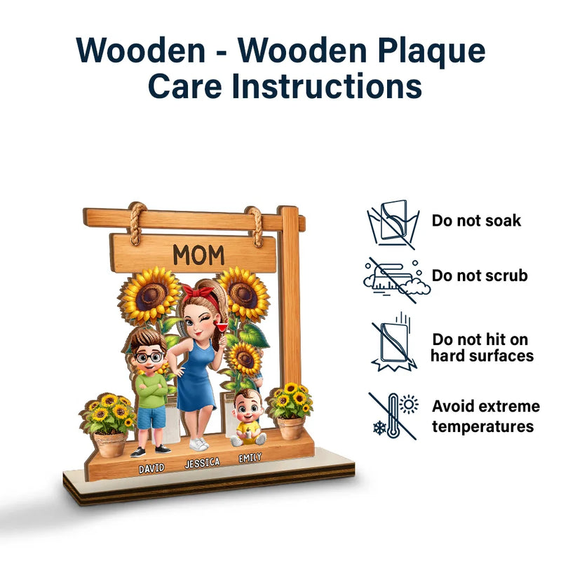 Gift For Grandma, Gift For Mother, Love - Sunflower Grandma - Personalized Custom Shaped 2-Layered Wooden Plaque